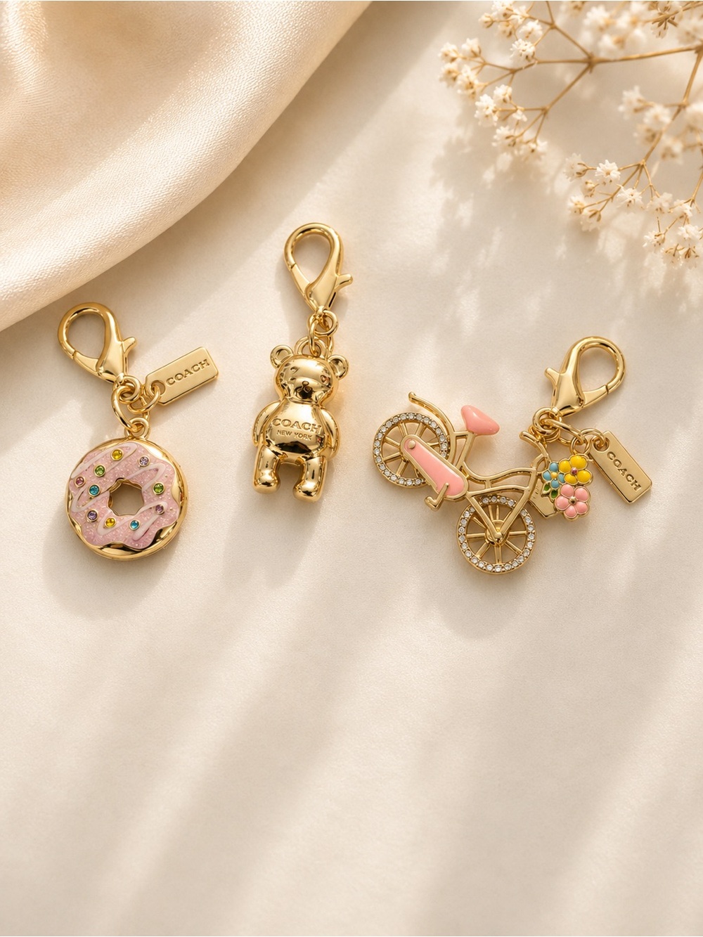 Lot of Authentic Repurposed Coach Mini Charms Keychains
